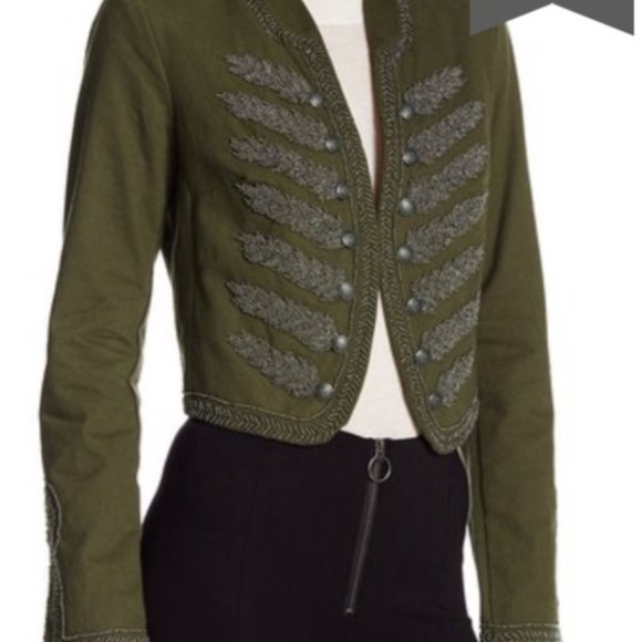 Free People |  Embroidered Green Military Jacket - Picture 1 of 10